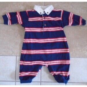 HARTSTRINGS One Piece Outfit  Long Sleeves and Pants Stripes Blue Red 3-6 Months